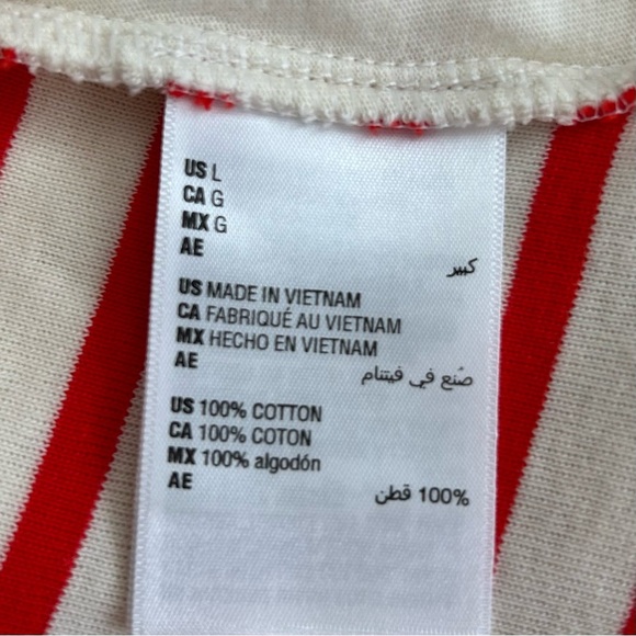 NEW On 34th Striped Casual Jersey Knit Dress Large Ivory & Red Striped Coastal - Picture 8 of 8